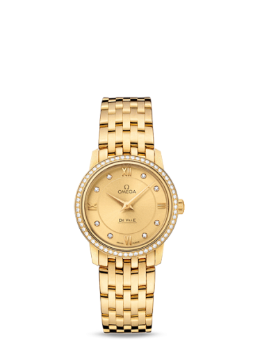 Omega De Ville Prestige Quartz 27.4 Yellow Gold / Champagne-Diamond / Bracelet